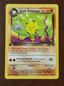 🔥🔥1st Edition Dark Primeape Team Rocket Pokemon Card 43/82 Uncommon LP🔥🔥 - Image 1