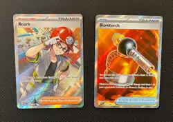 Roark & Blowtorch - Pokemon TCG - 2 Card Lot (Full Art Ultra Rare Trainer Holo) - Image 1