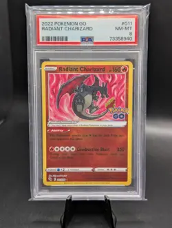 2022 Pokemon GO Radiant Charizard #011/078 PSA 8 Holo Rare NM-MT Graded Card - Image 1