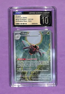 CGC Pristine 10 Ninjask 2025 Mega Evolution En illustration Pokemon Card 137/132 - Image 1