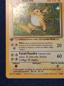 Pokemon Raichu 1st Edition FRENCH LP/NM Base Set Holo Vintage Pokemon Card - Image 2