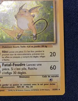 Pokemon Raichu 1st Edition FRENCH LP/NM Base Set Holo Vintage Pokemon Card - Image 4