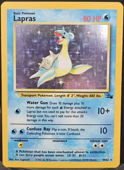 Pokemon Lapras 80 HP Holo Rare Fossil 10/62 Wizards Card 1999 - Image 1