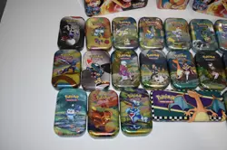 Pokemon Tin Lot of 30 Assorted Sizes Empty Metal Tin Card Storage - Image 3