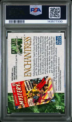 1992 MARVEL MASTERPIECES #21 ENCHANTRESS PSA 8 - Image 2