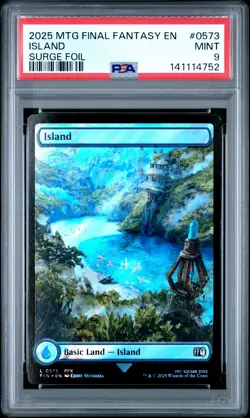 2025 MTG FINAL FANTASY SURGE FOIL #0573 ISLAND PSA 9 - Image 1