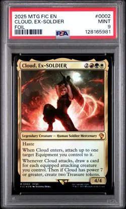 2025 MTG FINAL FANTASY COMMANDER FOIL #0002 CLOUD, EX-SOLDIER PSA 9 - Image 1