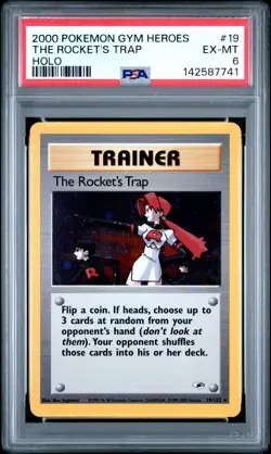 2000 POKEMON GYM HEROES #19 THE ROCKET'S TRAP-HOLO PSA 6 - Image 1