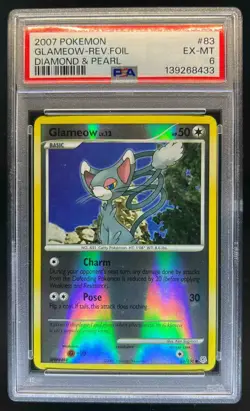 2007 Pokemon Diamond & Pearl Glameow Reverse Holo #83/130 PSA 6 - Image 1