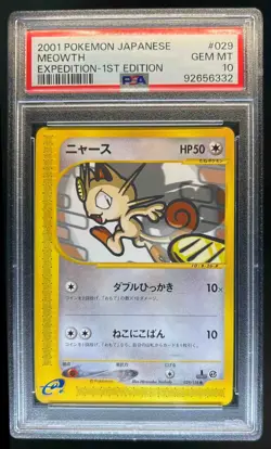 2001 Pokemon Pokemon-e Starter Deck Japanese Meowth #029/128 PSA 10 - Image 1