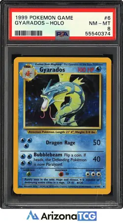 Pokemon 1999 Gyarados 6/102 Holo Base Set PSA 8 - Image 1