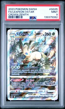 2023 POKEMON SWORD & SHIELD CROWN ZENITH #GG35 FULL ART/LEAFEON VSTAR PSA 9 - Image 1