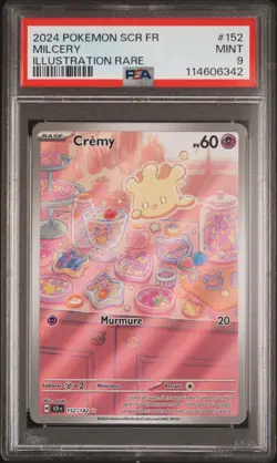 2024 POKEMON FRENCH SCR FR-STELLAR CROWN ILLUSTRATION RARE #152 MILCERY PSA 9 - Image 1