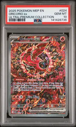 2025 POKEMON MEP EN-ME BLACK STAR PROMO #024 ORICORIO EX PSA 10 - Image 1
