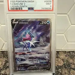 2023 POKEMON SWORD AND SHIELD CROWN ZENITH GG38 FULL ART SUICUNE V PSA 9 - Image 1