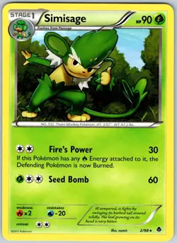 Simisage 2/98 Rare Emerging Powers Pokemon NM - Image 1