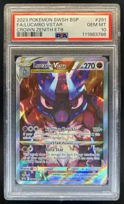2019-2023 Pokemon SWSH Black Star Promos Lucario VST Full Art #SWSH291 PSA 10 - Image 1