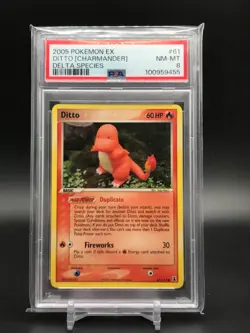 2005 POKEMON EX DELTA SPECIES #61 DITTO [CHARMANDER] PSA 8 - Image 1