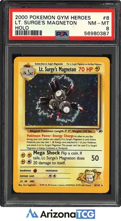 Pokemon 2000 Lt. Surge's Magneton 8/132 Holo Gym Heroes PSA 8 - Image 1