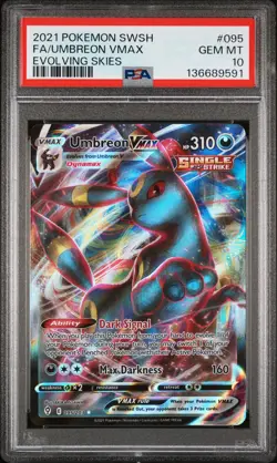 2021 POKEMON SWORD & SHIELD EVOLVING SKIES #095 FULL ART/UMBREON VMAX PSA 10 - Image 1