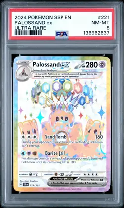 2024 POKEMON SSP EN-SURGING SPARKS ULTRA RARE #221 PALOSSAND EX PSA 8 - Image 1