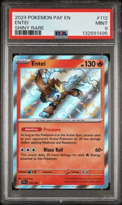 2024 POKEMON PAF EN-PALDEAN FATES SHINY RARE #112 ENTEI PSA 9 - Image 1