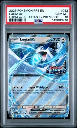 2025 POKEMON PRISMATIC EVOLUTIONS VPREMIUM COLLECTION #082 LUGIA EX PSA 10 - Image 1