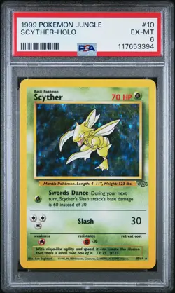 1999 POKEMON JUNGLE #10 SCYTHER-HOLO PSA 6 - Image 1