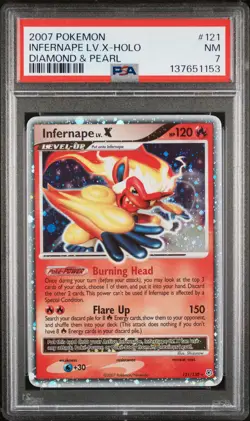 2007 POKEMON DIAMOND & PEARL #121 INFERNAPE LV.X-HOLO PSA 7 - Image 1