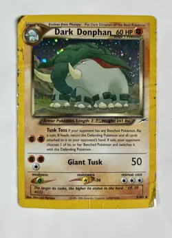 Dark Donphan 2002 Pokemon Neo Destiny Unlimited Holo #3/105 * Damaged - Image 1
