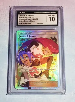 2019 POKEMON HIDDEN FATES ULTRA RARE HOLO #68 JESSIE & JAMES CGC 10 - Image 1