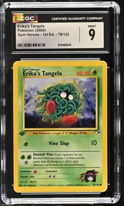 CGC MINT 9 Pokemon Erika's Tangela 79/132 2000 Gym Heroes 1st Edition - Image 1