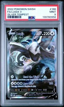 2022 POKEMON SWORD & SHIELD SILVER TEMPEST #186 FULL ART/LUGIA V PSA 9 - Image 1