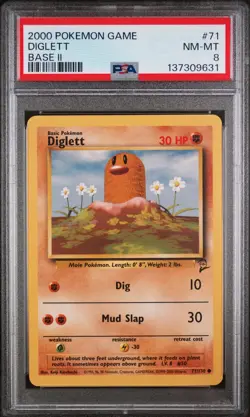 2000 POKEMON BASE SET 2 #71 DIGLETT PSA 8 - Image 1