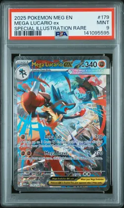2025 POKEMON MEG EN-SPECIAL ILLUSTRATION RARE #179 MEGA LUCARIO EX PSA 9 - Image 1