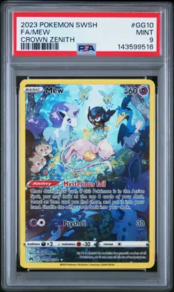 2023 POKEMON SWORD & SHIELD CROWN ZENITH #GG10 FULL ART/MEW PSA 9 - Image 1
