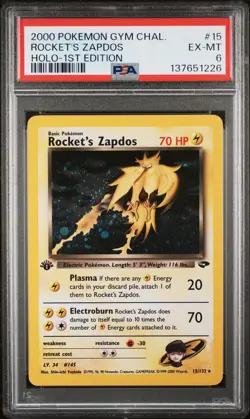 2000 POKEMON GYM CHALLENGE HOLO-1ST EDITION #15 ROCKET'S ZAPDOS PSA 6 - Image 1