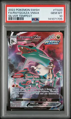 2022 POKEMON SWORD & SHIELD SILVER TEMPEST #TG20 FULL ART/RAYQUAZA VMAX PSA 10 - Image 1