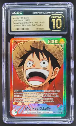 2025 ONE PIECE CCG MONKEY D. LUFFY LEADER ALT ART CGC 10 PRISTINE B PT - Image 1