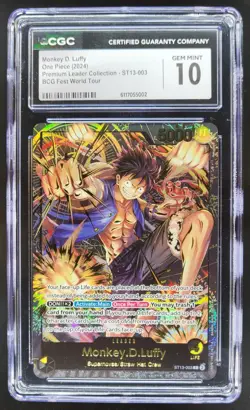 2024 ONE PIECE CCG MONKEY D. LUFFY LEADER COLLECTION ST13-003 CGC 10 A PT - Image 1