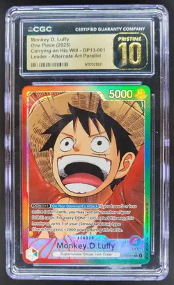 2025 ONE PIECE CCG MONKEY D. LUFFY LEADER ALT ART OP13-001 CGC 10 PRISTINE A PT - Image 1