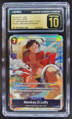 2025 ONE PIECE CCG MONKEY D. LUFFY PROMO ALT ART P-075 CGC 10 PRISTINE B PT - Image 1