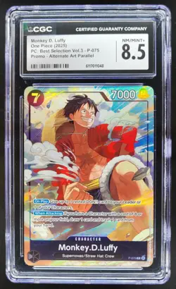2025 ONE PIECE CCG MONKEY D. LUFFY PROMO ALT ART P-075 CGC 8.5 B PT - Image 1
