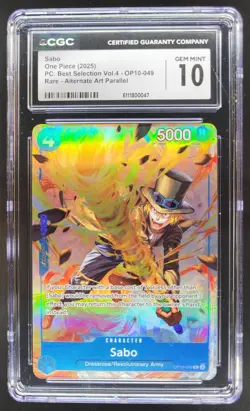 2025 ONE PIECE CCG SABO RARE ALT ART OP10-049 CGC 10 C PT - Image 1