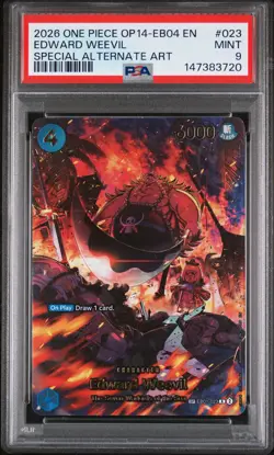 2026 ONE PIECE OP14-EB04-THE AZURE SEA'S SEVEN #023 EDWARD WEEVIL PSA 9 - Image 1