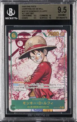 2025 ONE PIECE CARRYING ON HIS WILL ALT ART SEC #OP13118 MONKEY D. LUFFY BGS 9.5 - Image 1