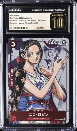 2022 ONE PIECE JPN PREM COLL 25TH ANV MANGA ALT ART #ST01-008 NICO ROBIN CGC 10 - Image 1