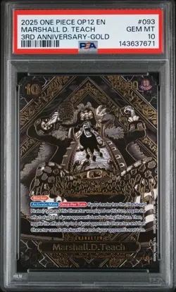 2025 ONE PIECE OP12-LEGACY OF THE MASTER 3RD ANV-GOLD MARSHALL D. TEACH PSA 10 - Image 1