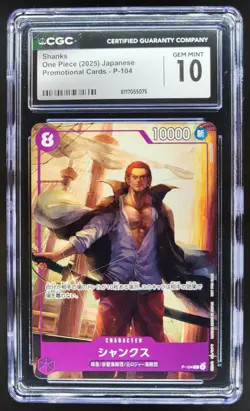 2025 ONE PIECE CCG JAPANESE SHANKS PROMO P-104 CGC 10 B PT - Image 1