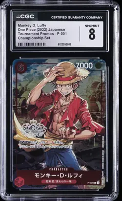 2022 ONE PIECE JPN TOURNAMENT PROMOS - CHAMP SET #P-001 MONKEY D. LUFFY CGC 8 - Image 1